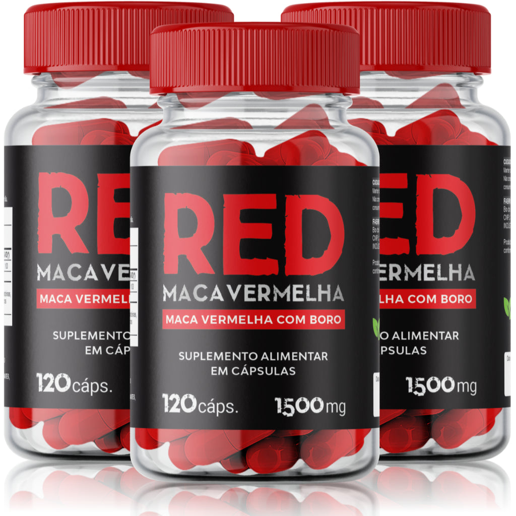 Maca Peruana Vermelha 3x RED Boro e Cafeína Suplemento em cápsulas