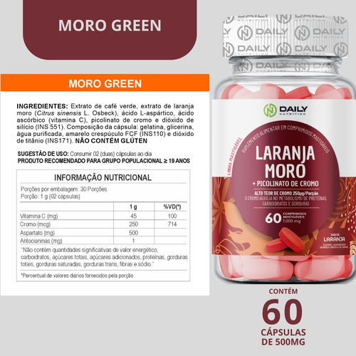 5x Laranja Moro E Picolinato De Cromo Suplemento Mastigável
