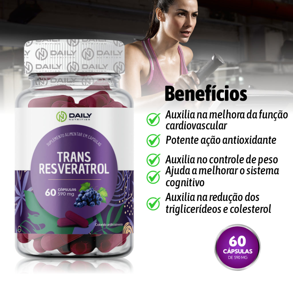 Resveratrol Suplemento de Trans-resveratrol 60 Cápsulas Daily Nutrition