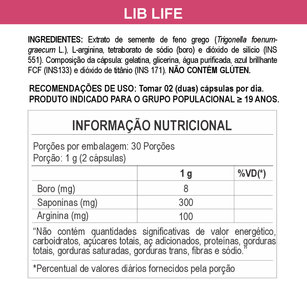 Suplemento Feminino Lib Life for Women Daily Nutrition 60 cápsulas 500 mg