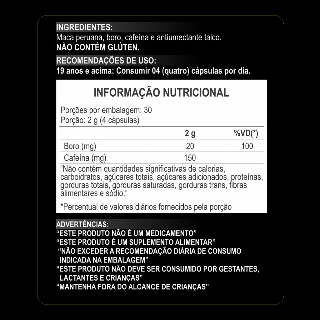 Maca Peruana Maca Black com Boro Daily Nutrition 120 cápsulas 500 mg