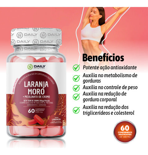 5x Laranja Moro E Picolinato De Cromo Suplemento Mastigável
