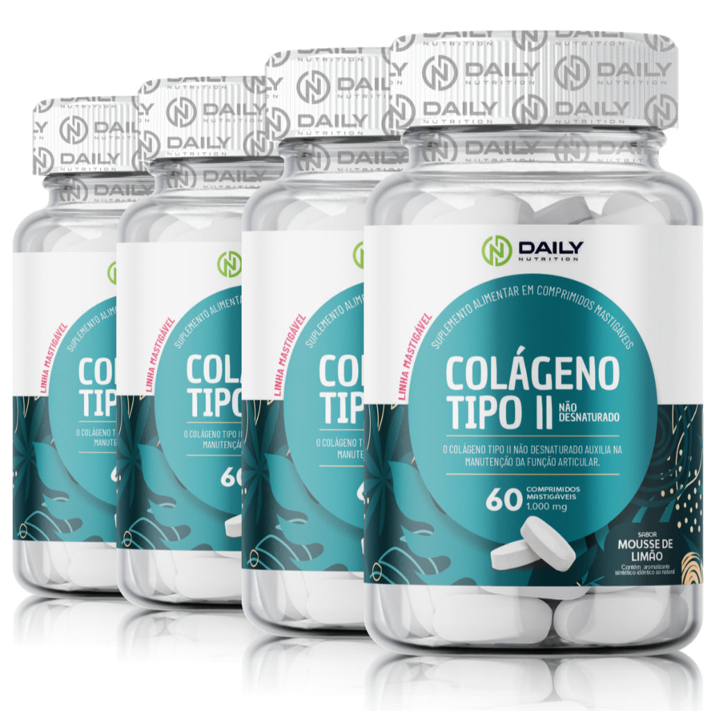 Colágeno Tipo 2 Não desnaturado Suplemento Mastigável Sabor Limão Daily Nutrition