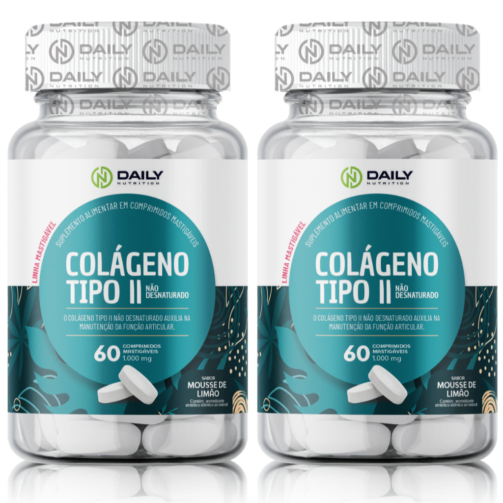 Colágeno Tipo 2 Não desnaturado Suplemento Mastigável Sabor Limão Daily Nutrition