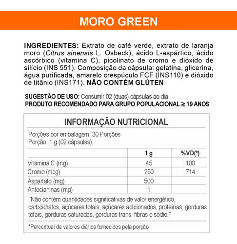 5x Moro Green Turbo Fit Com Ácido Clorogênico E Laranja Moro