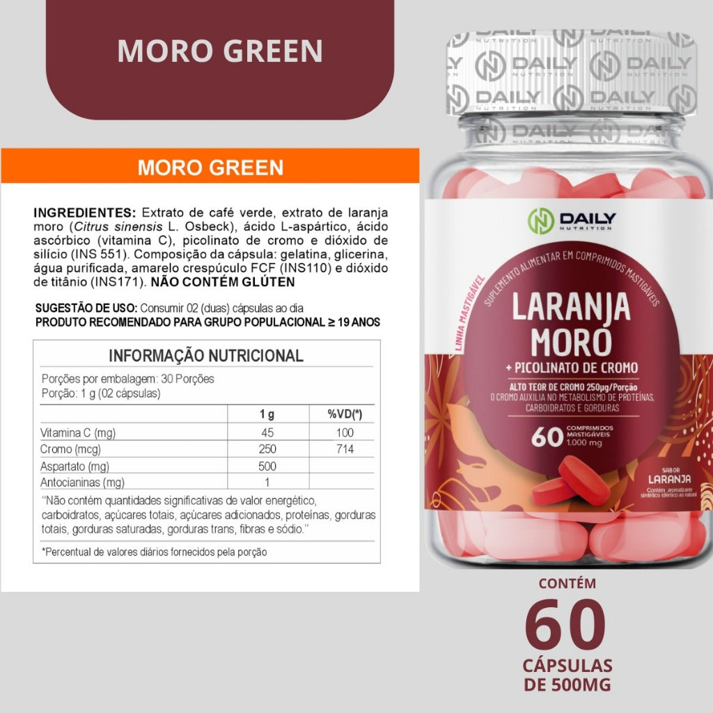 Laranja Moro Extrato com Picolinato de Cromo Suplemento Mastigável Daily Nutrition
