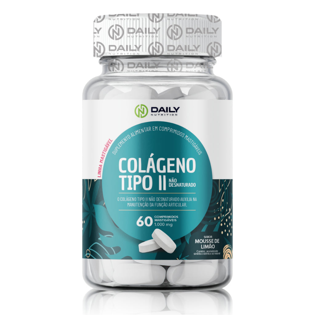 Colágeno Tipo 2 Não desnaturado Suplemento Mastigável Sabor Limão Daily Nutrition