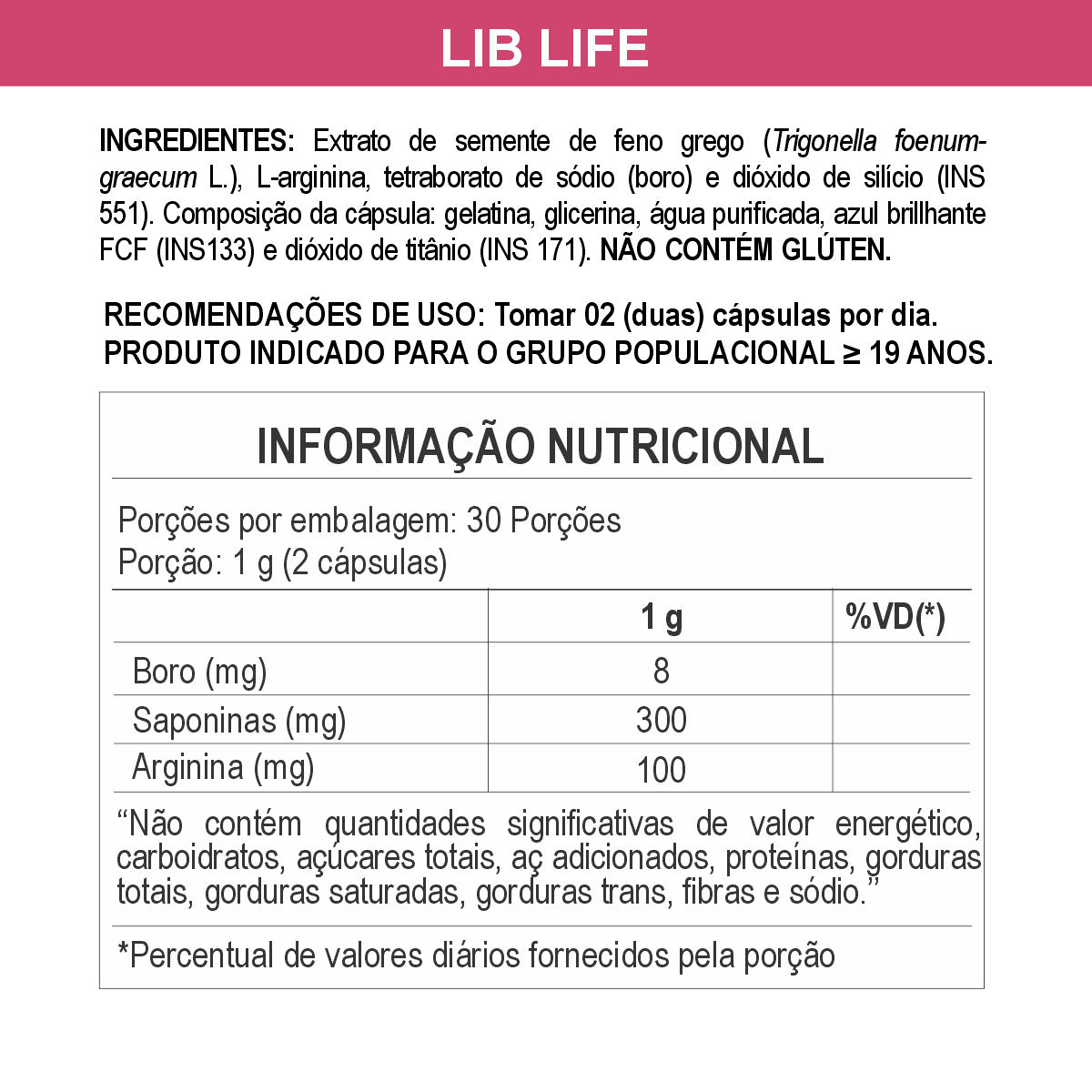 2x Suplementos Lib Life For Women 500mg 60 Cápsulas Daily Nutrition
