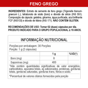 Suplemento Feno Grego com Boro em cápsulas premium Daily Nutrition