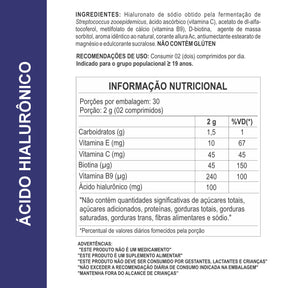 Suplemento Ácido Hialurônico 1000mg 60 Comprimidos Daily Nutrition