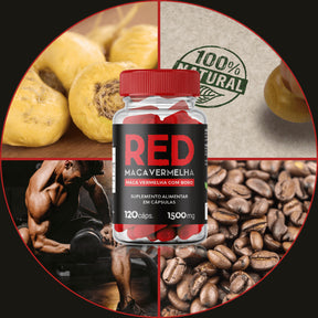 Maca Peruana Vermelha 3x RED Boro e Cafeína Suplemento em cápsulas
