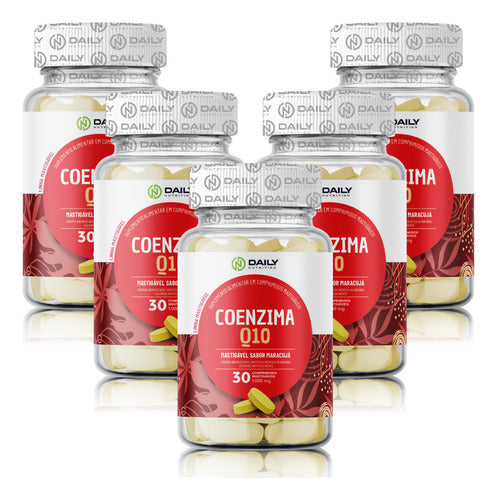 5x Coenzima Q10 Fórmula Premium 30 Comprimidos Mastigáveis