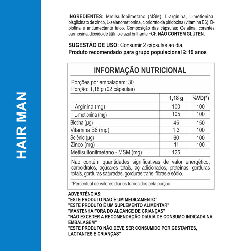 5x Suplementos Hairman Barba e Cabelos 590mg 60 Cápsulas Daily Nutrition
