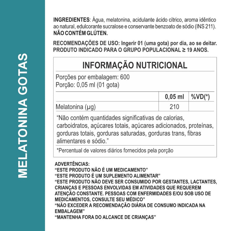 Melatonina Líquida 30ml Daily Nutrition – Sabor Tutti-Frutti Qualidade do Sono e Relaxamento