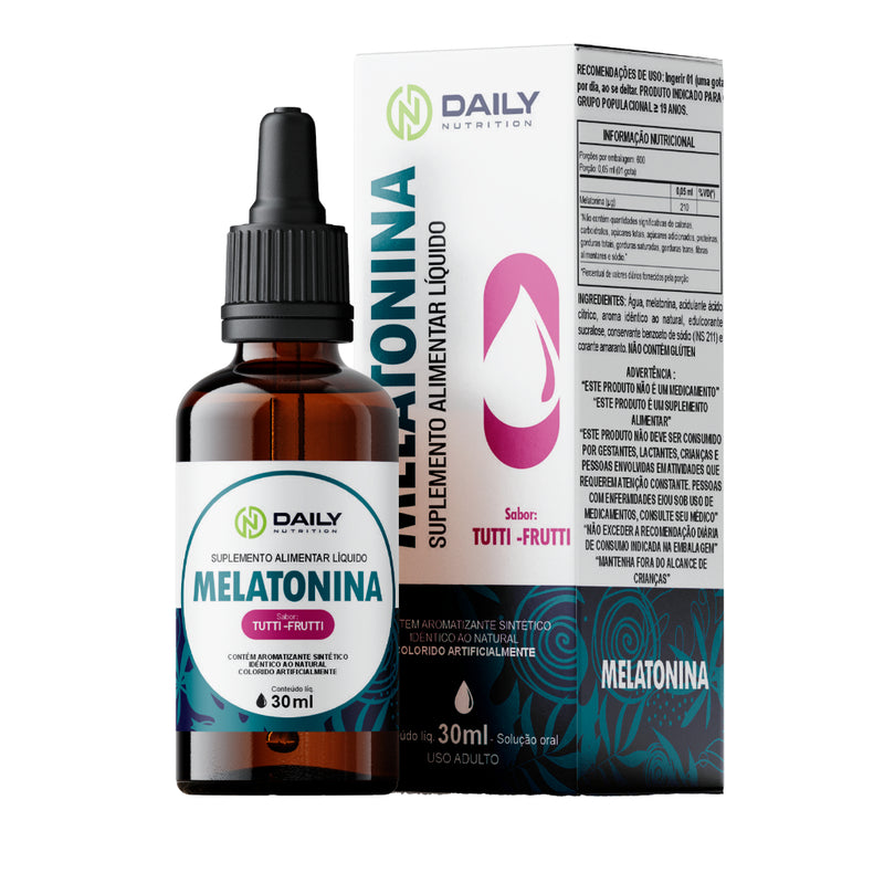 Melatonina Líquida 30ml Daily Nutrition – Sabor Tutti-Frutti Qualidade do Sono e Relaxamento