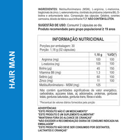 3x Suplementos Hairman Barba e Cabelos 590mg 60 Cápsulas Daily Nutrition