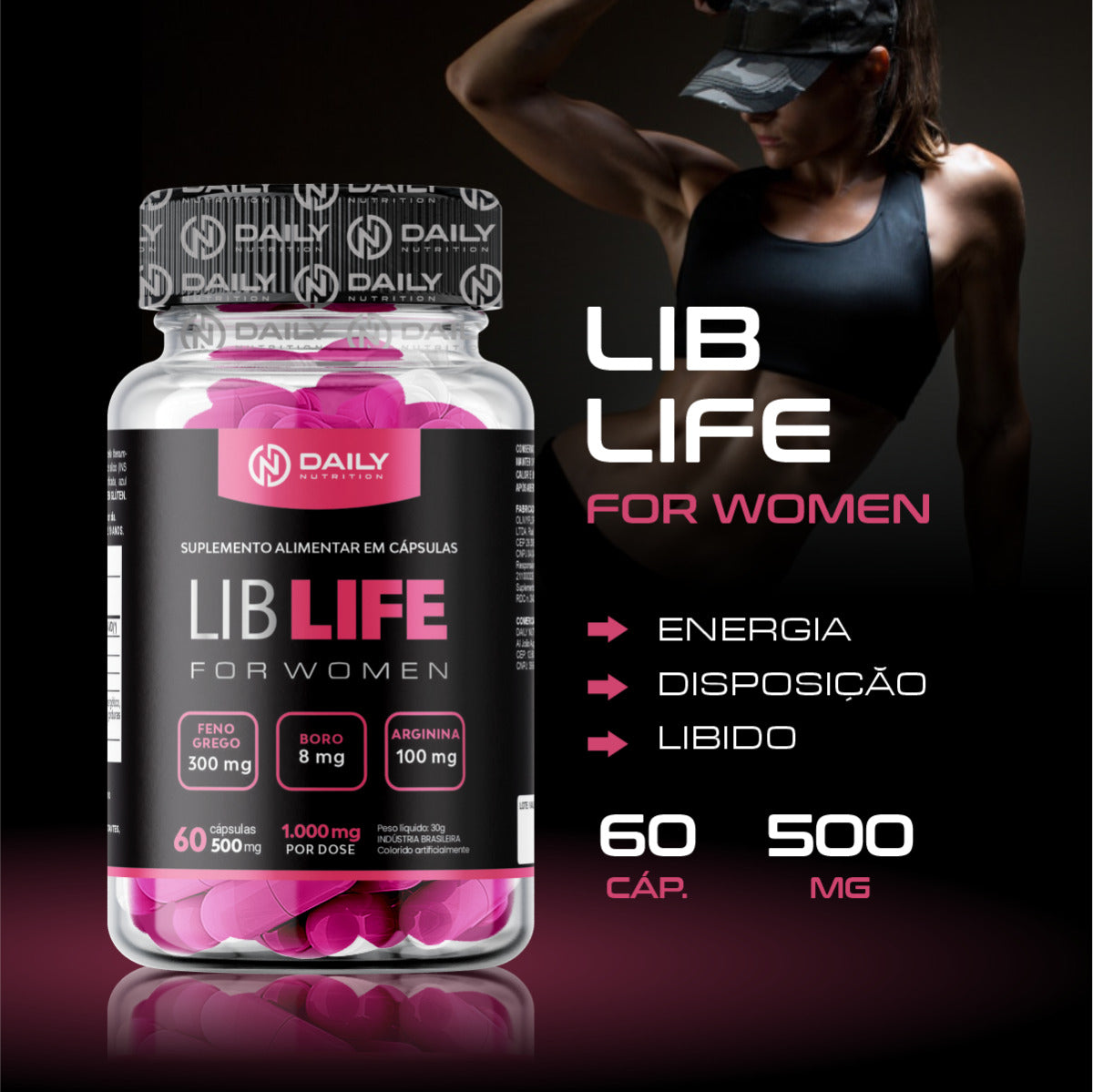 5x Suplementos Lib Life For Women 500mg 60 Cápsulas Daily Nutrition