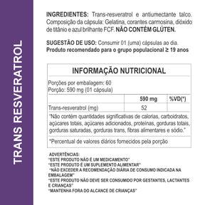 5x Suplementos Trans Resveratrol 590mg 60 Cápsulas Daily Nutrition