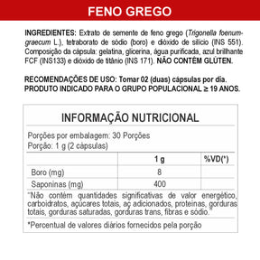 2x Suplementos Feno Grego c/ Boro 500mg 60 Cápsulas Daily Nutrition