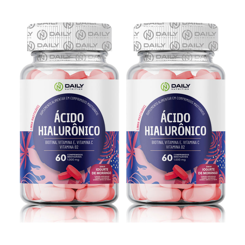 2x Suplementos Ácido Hialurônico 1000mg 60 Comprimidos Daily Nutrition