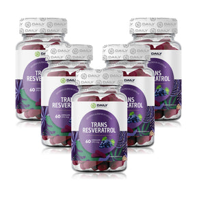5x Suplementos Trans Resveratrol 590mg 60 Cápsulas Daily Nutrition