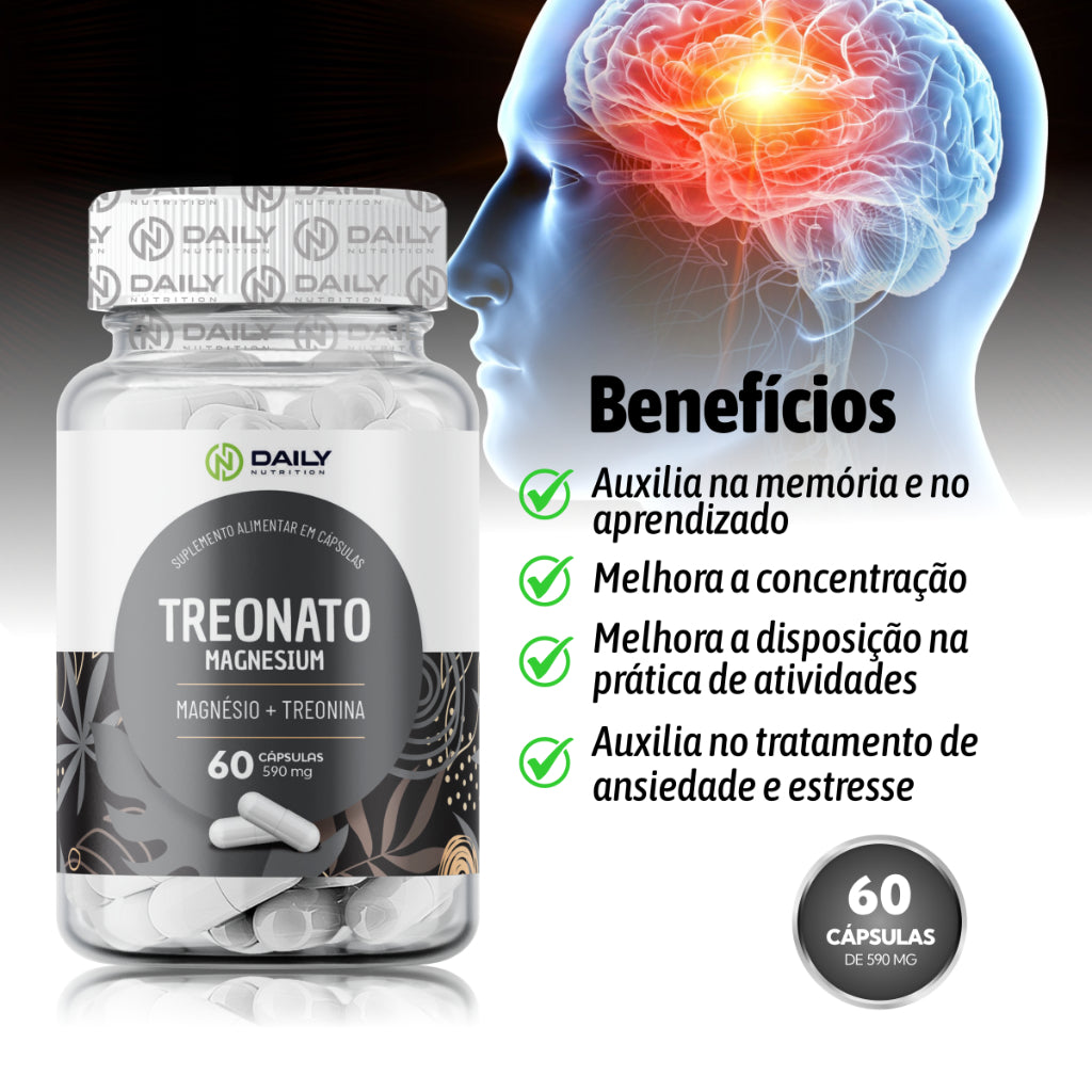 Treonato Magnesium com Magnésio Treonato e L-Treonina Daily Nutrition