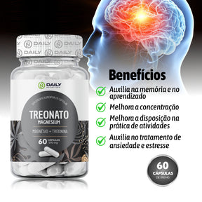 Treonato Magnesium com Magnésio Treonato e L-Treonina Daily Nutrition