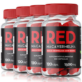 4x Maca Peruana Vermelha RED Cafeína e Boro Suplemento em cápsulas
