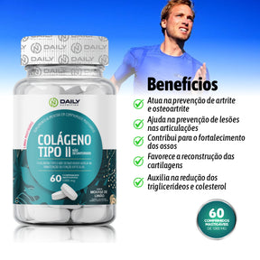 5x Suplementos Colágeno Tipo 2 Não Desnaturado 1000mg 60 Comprimidos Daily Nutrition