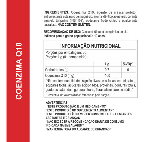 5x Coenzima Q10 Fórmula Premium 30 Comprimidos Mastigáveis